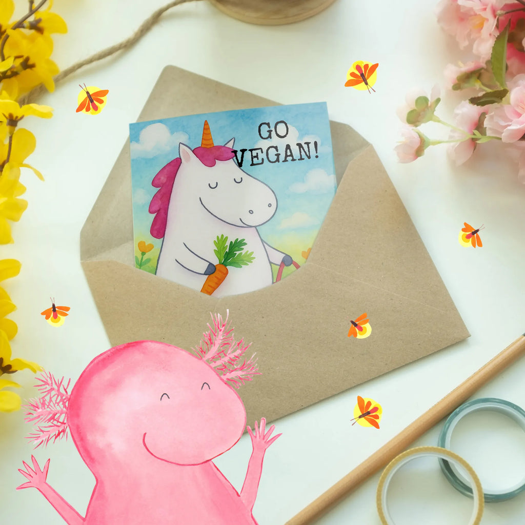 Grußkarte Einhorn Vegan Design Grußkarte, Klappkarte, Einladungskarte, Glückwunschkarte, Hochzeitskarte, Geburtstagskarte, Karte, Ansichtskarten, Einhorn, Einhörner, Einhorn Deko, Unicorn, vegan, Gesund leben, Vegetariar, Rohkost, Gesund essen, Veganismus, Veganer