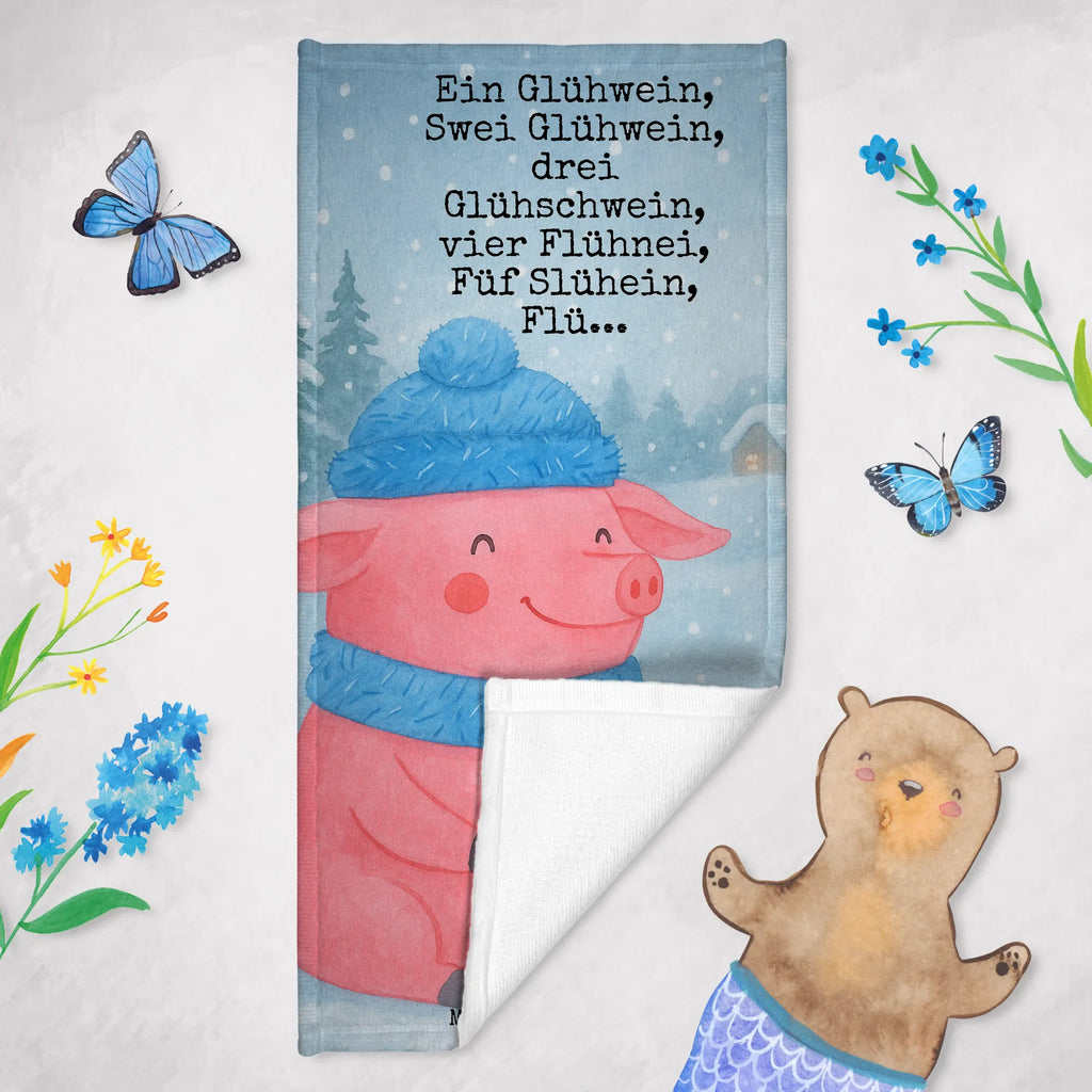 Badehandtuch Schweinchen Glühwein Design Duschtuch, Badetuch, Strandtuch, Saunatuch, Kinder Handtuch, Winter, Weihnachten, Weihnachtsdeko, Nikolaus, Advent, Heiligabend, Wintermotiv, Glühwein, Betrunken, Weihnachtsmarkt, Spruch