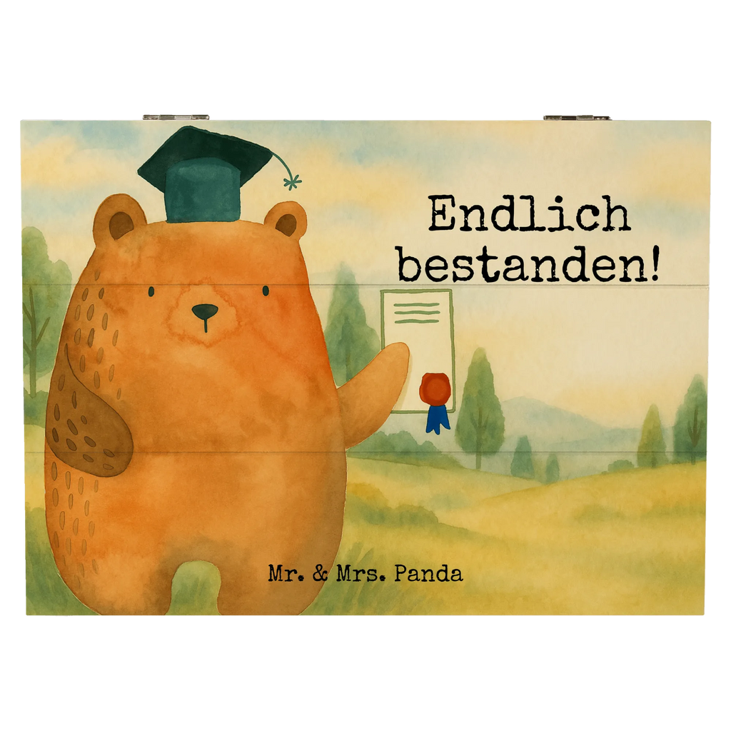 Holzkiste Bär Prüfung Design Holzkiste, Kiste, Schatzkiste, Truhe, Schatulle, XXL, Erinnerungsbox, Erinnerungskiste, Dekokiste, Aufbewahrungsbox, Geschenkbox, Geschenkdose, Bär, Teddy, Teddybär, Abitur, Prüfungen, Prüfung bestanden, Abschluss, Zeugnis, Abschlusszeugnis