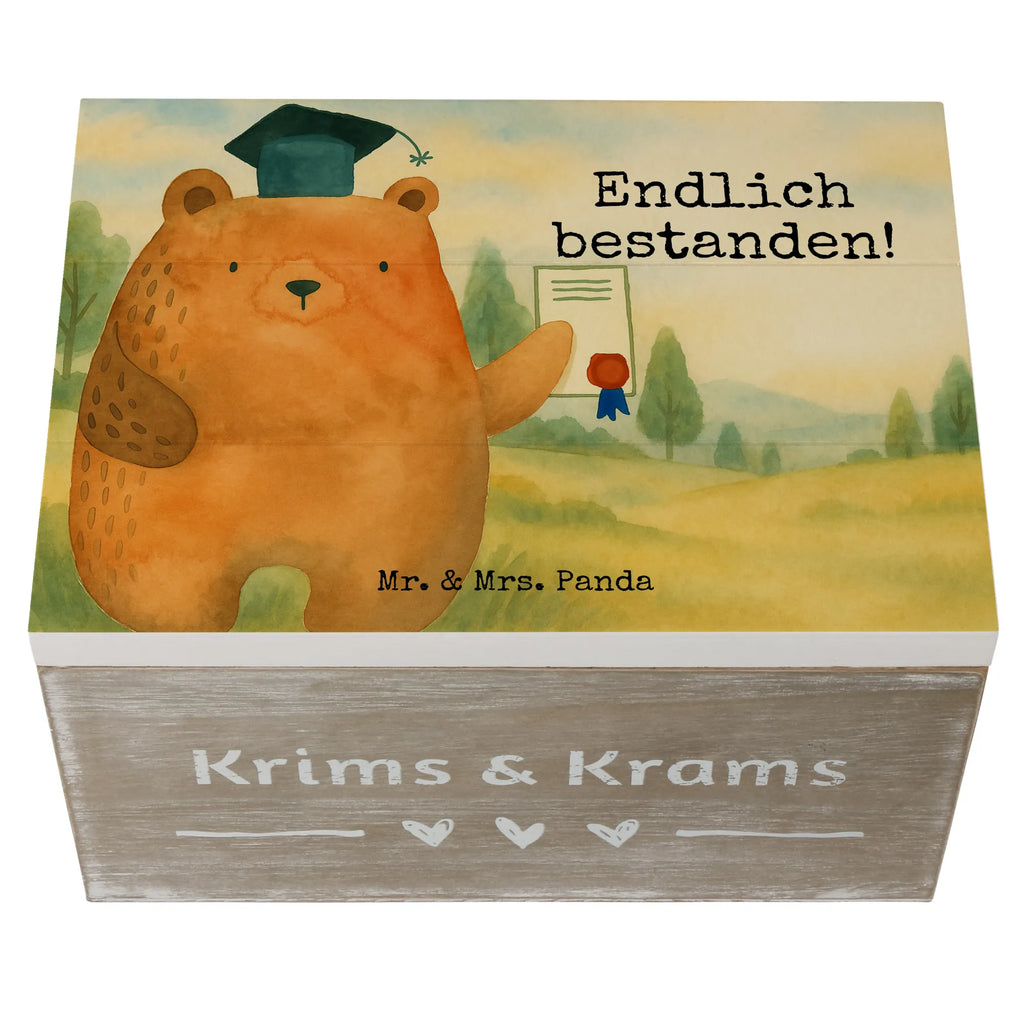 Holzkiste Bär Prüfung Design Holzkiste, Kiste, Schatzkiste, Truhe, Schatulle, XXL, Erinnerungsbox, Erinnerungskiste, Dekokiste, Aufbewahrungsbox, Geschenkbox, Geschenkdose, Bär, Teddy, Teddybär, Abitur, Prüfungen, Prüfung bestanden, Abschluss, Zeugnis, Abschlusszeugnis