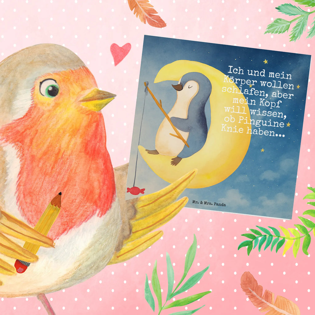 Karta Deluxe pingwin księżyc Design Karte, Grußkarte, Klappkarte, Einladungskarte, Glückwunschkarte, Hochzeitskarte, Geburtstagskarte, Hochwertige Grußkarte, Hochwertige Klappkarte, Pinguin, Pinguine, Spruch, schlafen, Nachtruhe, Einschlafen, Schlafzimmer, Schlafstörungen, Gästezimmer