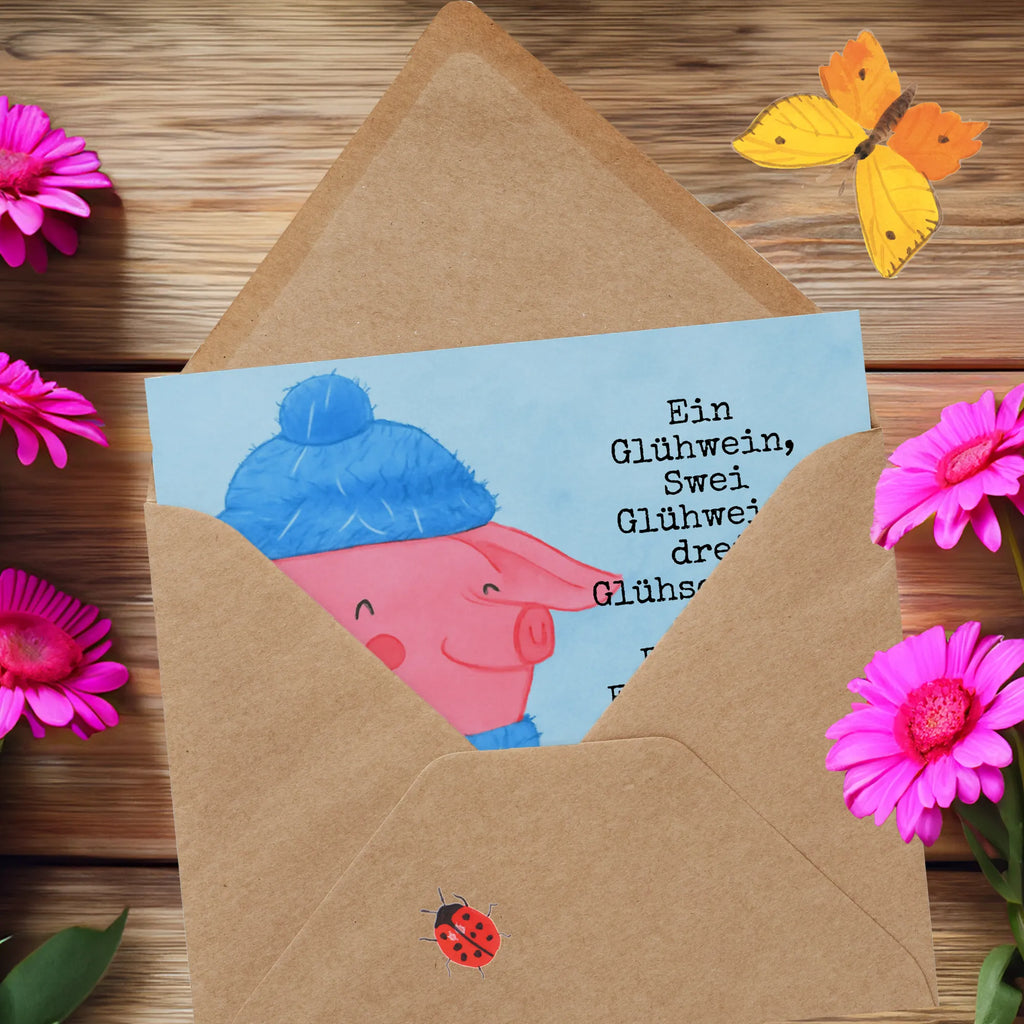 Deluxe Karte Schweinchen Glühwein Design Karte, Grußkarte, Klappkarte, Einladungskarte, Glückwunschkarte, Hochzeitskarte, Geburtstagskarte, Hochwertige Grußkarte, Hochwertige Klappkarte, Winter, Weihnachten, Weihnachtsdeko, Nikolaus, Advent, Heiligabend, Wintermotiv, Glühwein, Betrunken, Weihnachtsmarkt, Spruch