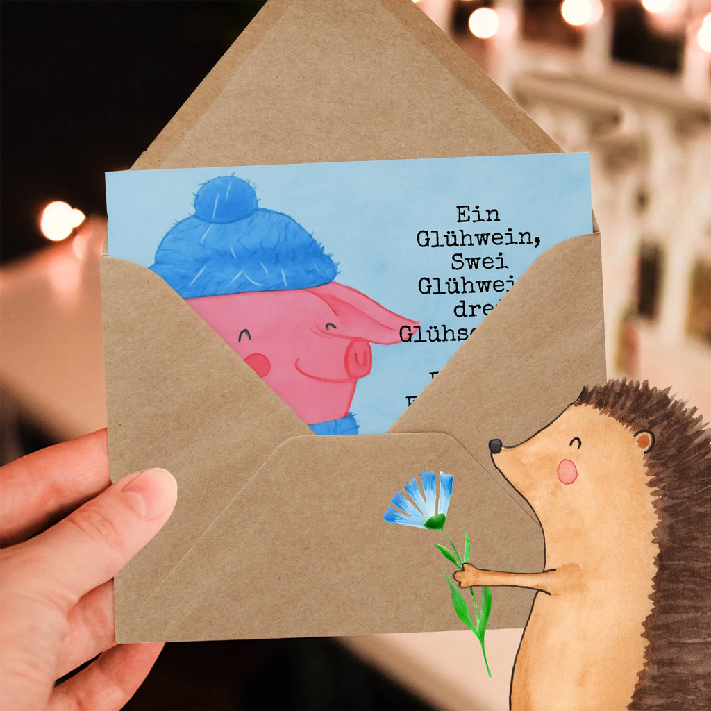 Deluxe Karte Schweinchen Glühwein Design Karte, Grußkarte, Klappkarte, Einladungskarte, Glückwunschkarte, Hochzeitskarte, Geburtstagskarte, Hochwertige Grußkarte, Hochwertige Klappkarte, Winter, Weihnachten, Weihnachtsdeko, Nikolaus, Advent, Heiligabend, Wintermotiv, Glühwein, Betrunken, Weihnachtsmarkt, Spruch
