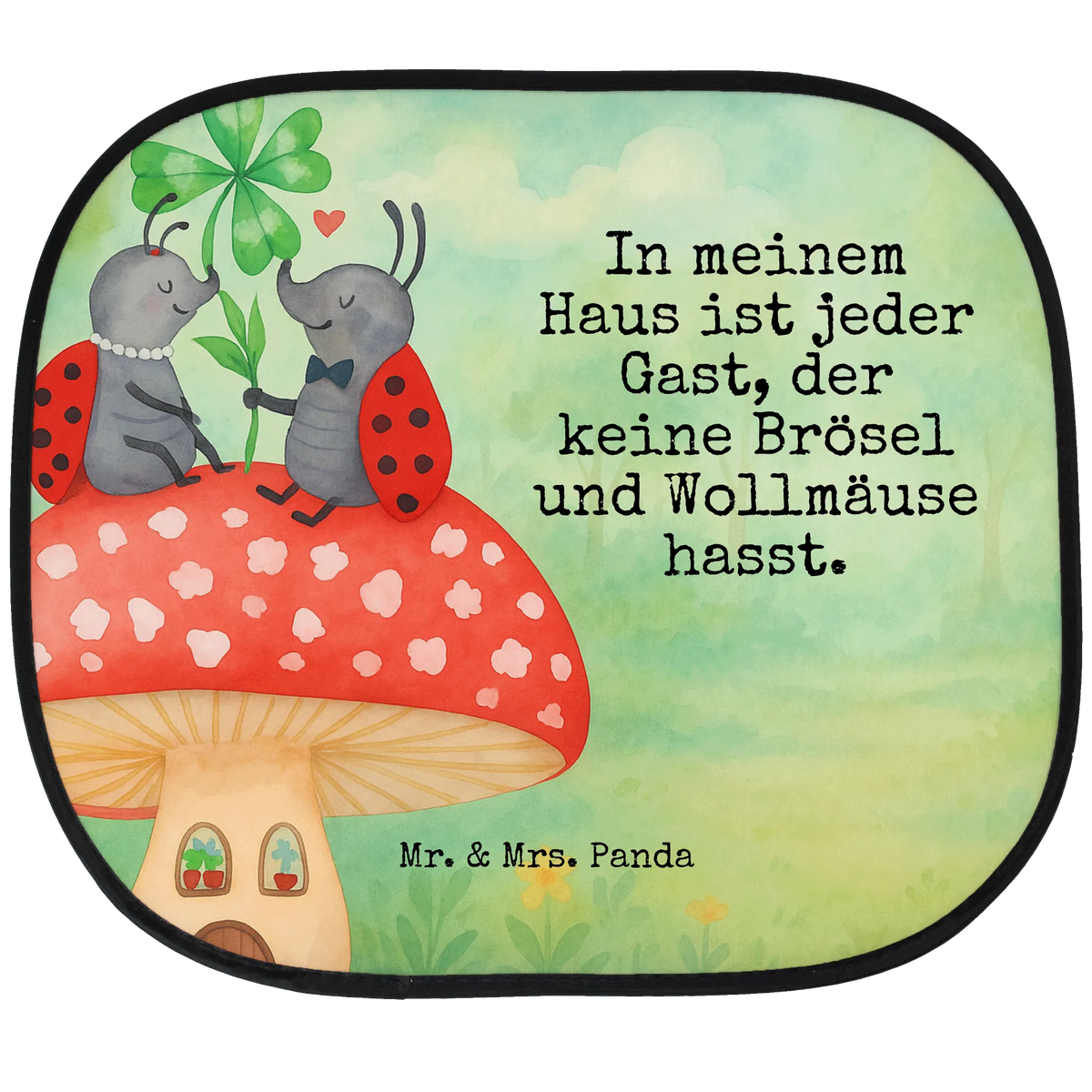 Car sun shade ladybug toadstool Design card, gift ideas, gifts, small animals, cute, cute animal motives, hand drawn, funny sayings, good mood, special gifts, animal lover, toadstool, flat, at home, house of fleshy fungi, ladybird