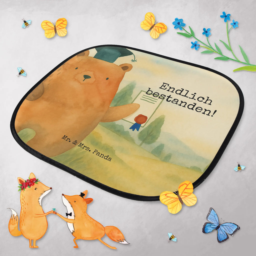 Car sun shade bear Test Design car, windows, sun protection, sun visor, children, gift, family, back seat, bear, teddy, teddy bear, cuddly toy, examinations, Abitur, examination passed, degree, certificate, diploma