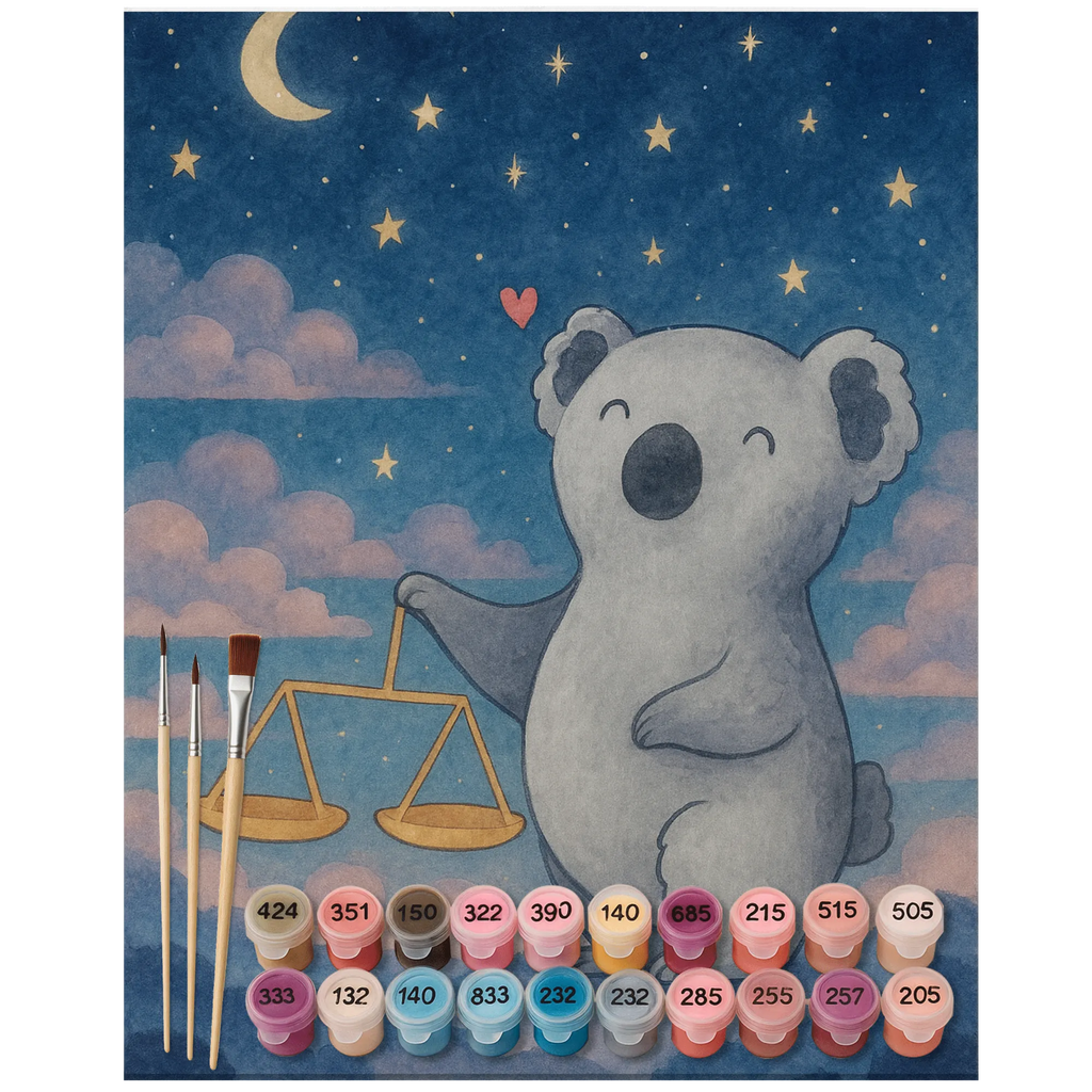 Paint by Numbers Scale Astrology Design DIY, Künstler, Malen, Kreativität, Kunstwerk, Baseln, Ausmalbild, Bastelidee, Malen nach Zahlen, Tierkreiszeichen, Sternzeichen, Horoskop, Astrologie, Aszendent, Geburtstagsgeschenk, Geschenk zum Geburtstag, Geschenk, Waage