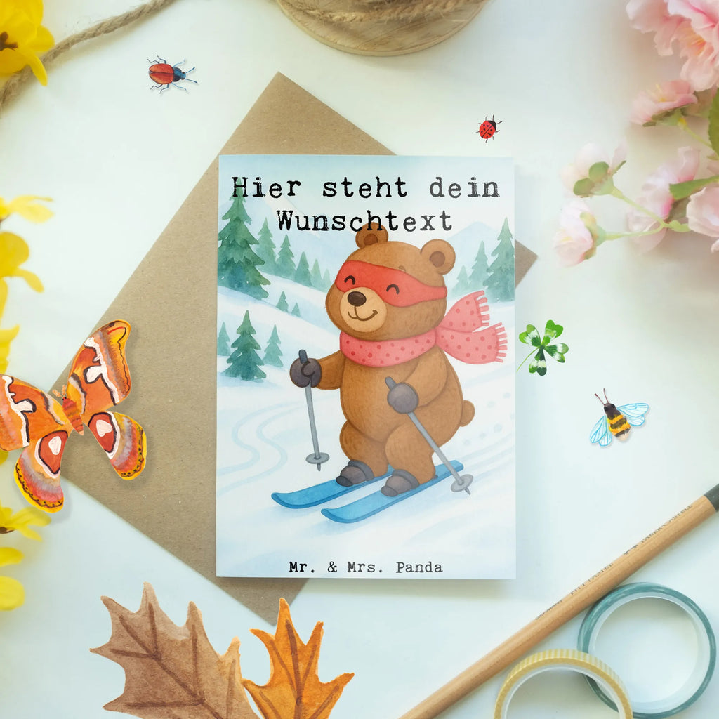 Personalisierte Grußkarte Hase Skifahren Design Grußkarte mit Namen, Personalisierte Hochzeitskarte, Grußkarten personalisiert, Personalisierte Karte, Personalisierte Grußkarte, Personalisierte Einladungskarte, Grußkarte mit persönlichen Nachrichten, Personalisierte Glückwunschkarte, Grußkarte selber drucken, Grußkarte selbst gestalten, Personalisierte Geburtstagskarte, Grußkarte als Geldgeschenk, Personalisiertere Klappkarte, Geschenk, Sport, Sportart, Hobby, Schenken, Danke, Dankeschön, Auszeichnung, Gewinn, Sportler, Skirennen, Skisport, Skifahren, Skiwettbewerb, Ski fahren