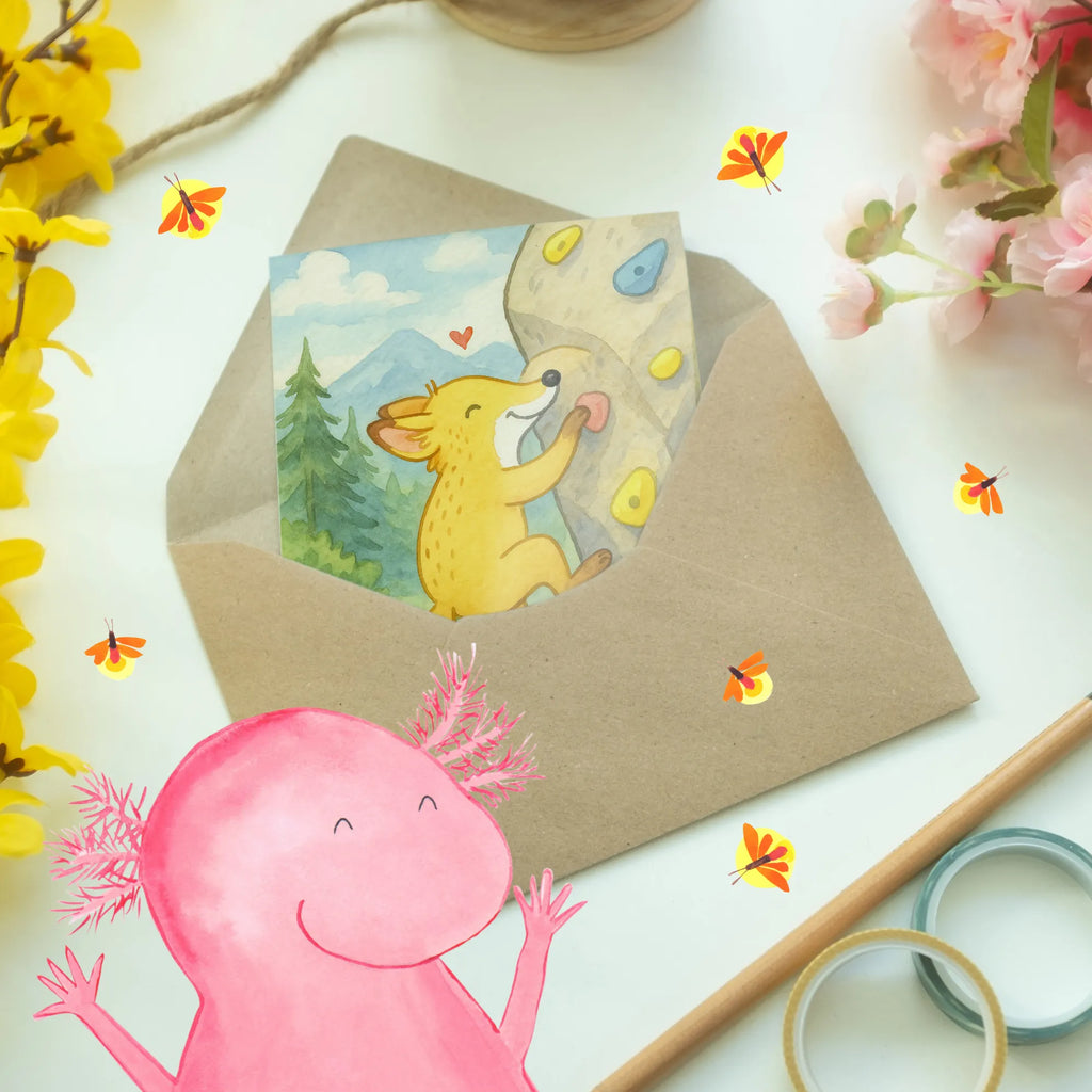 Grußkarte Fuchs Bouldern Design Karte, Ansichtskarten, Klappkarte, Glückwunschkarte, Geburtstagskarte, Einladungskarte, Hochzeitskarte, Grußkarte, Geschenk, Sport, Sportart, Hobby, Schenken, Danke, Dankeschön, Auszeichnung, Gewinn, Sportler, Kletterhalle, Boulderhalle, Klettern, bouldern