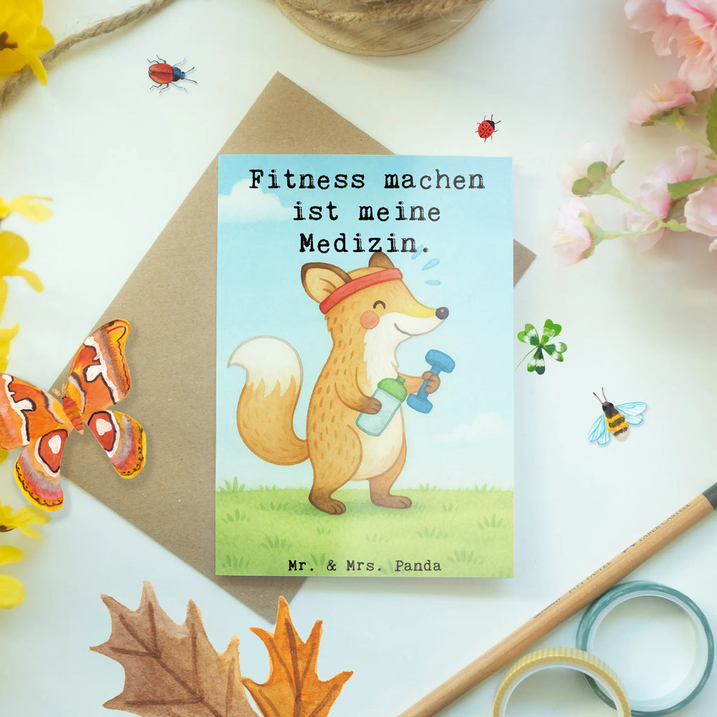 Grußkarte Fuchs Fitness Design Einladungskarte, Ansichtskarten, Geburtstagskarte, Klappkarte, Glückwunschkarte, Grußkarte, Karte, Hochzeitskarte, Geschenk, Sport, Sportart, Hobby, Schenken, Danke, Dankeschön, Auszeichnung, Gewinn, Sportler, Sport treiben, Kraftsport, Fitness, Sportclub, Fitnessstudio