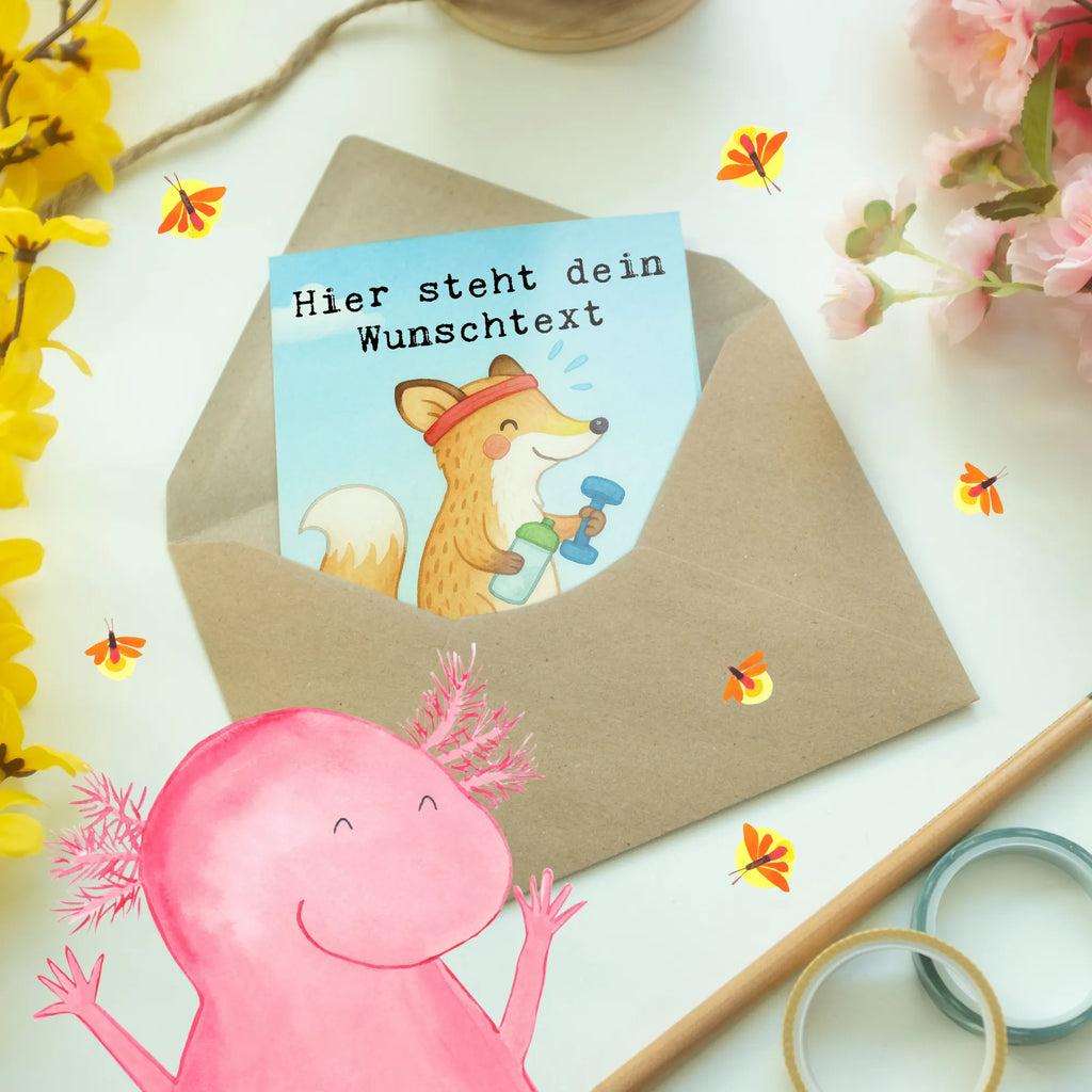 Personalisierte Grußkarte Fuchs Fitness Design Personalisierte Hochzeitskarte, Personalisierte Geburtstagskarte, Grußkarte selber drucken, Personalisierte Einladungskarte, Grußkarte mit Namen, Grußkarte als Geldgeschenk, Personalisiertere Klappkarte, Personalisierte Grußkarte, Grußkarte selbst gestalten, Personalisierte Glückwunschkarte, Grußkarte mit persönlichen Nachrichten, Grußkarten personalisiert, Personalisierte Karte, Geschenk, Sport, Sportart, Hobby, Schenken, Danke, Dankeschön, Auszeichnung, Gewinn, Sportler, Fitness, Sport treiben, Fitnessstudio, Sportclub, Kraftsport