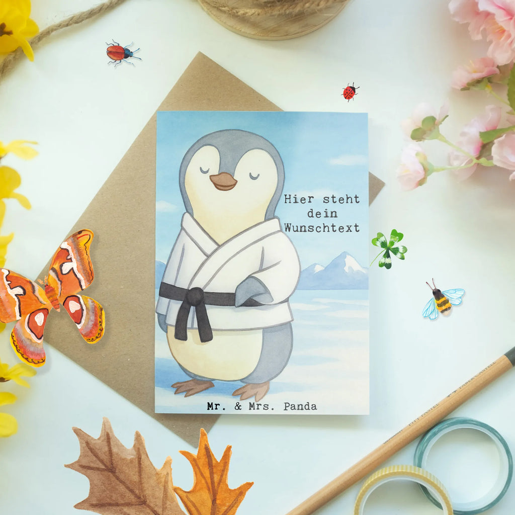 Personalisierte Grußkarte Pinguin Karate Design Grußkarte mit persönlichen Nachrichten, Grußkarte als Geldgeschenk, Grußkarten personalisiert, Grußkarte selbst gestalten, Personalisiertere Klappkarte, Personalisierte Grußkarte, Personalisierte Hochzeitskarte, Grußkarte selber drucken, Personalisierte Glückwunschkarte, Personalisierte Karte, Personalisierte Geburtstagskarte, Personalisierte Einladungskarte, Grußkarte mit Namen, Geschenk, Sport, Sportart, Hobby, Schenken, Danke, Dankeschön, Auszeichnung, Gewinn, Sportler, Kampfkunst, Karate Verein, Kampfsportart, Karate, Selbstverteidigung