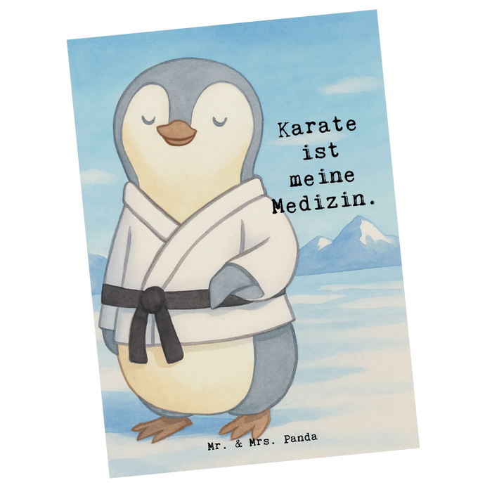 Postkarte Pinguin Karate Design