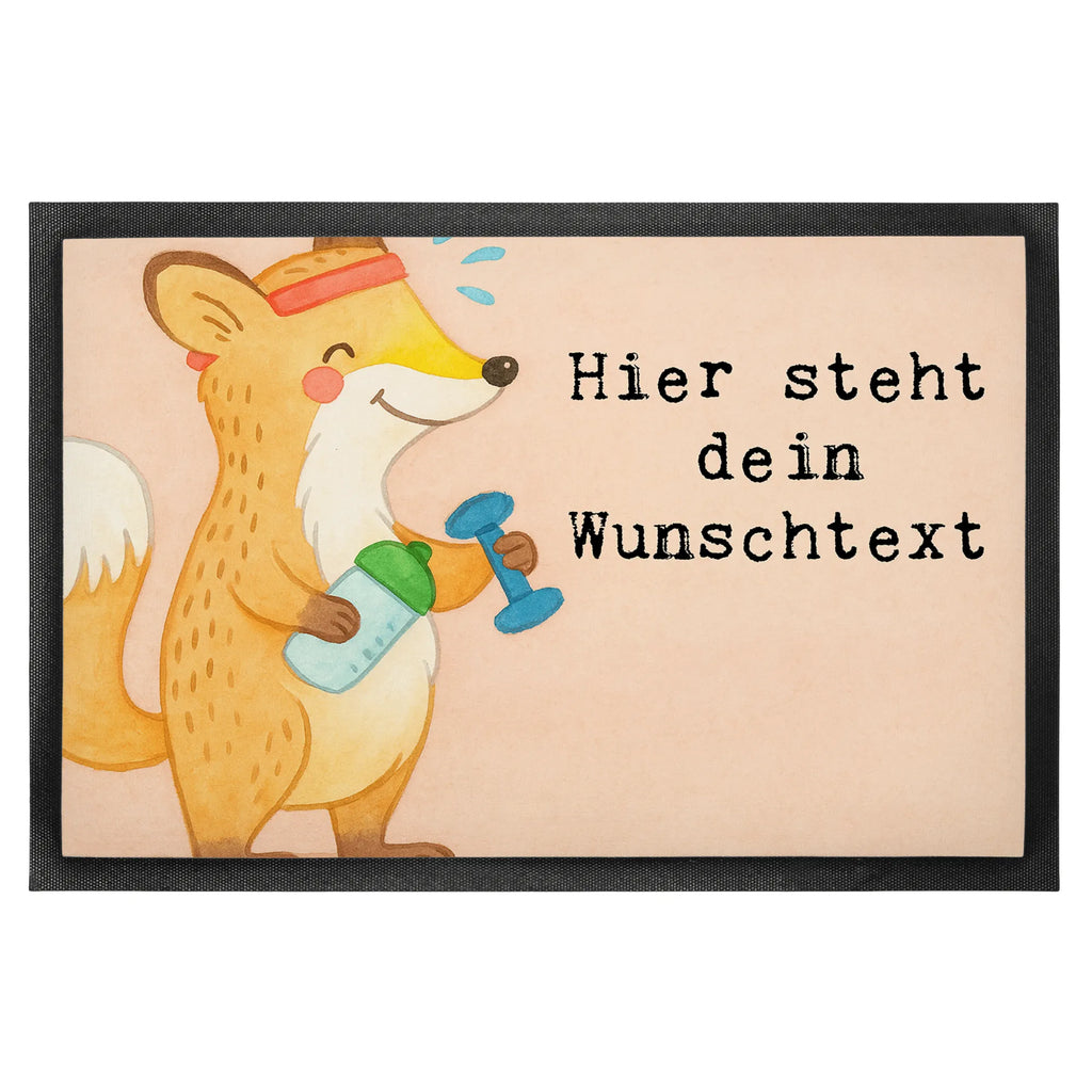 Personalisierte Fußmatte Fuchs Fitness Design Haustürmatte personalisiert, Fußmatte bedrucken, Türvorleger mit Namen, Personalisieruung, Türvorleger personalisiert, Namensfussmatte, Personalisiert, Wunschnamen, Bedrucken, Fußmatte mit Namen, Personalisierte Fußmatte, Geschenk, Sport, Sportart, Hobby, Schenken, Danke, Dankeschön, Auszeichnung, Gewinn, Sportler, Sport treiben, Fitnessstudio, Sportclub, Kraftsport, Fitness