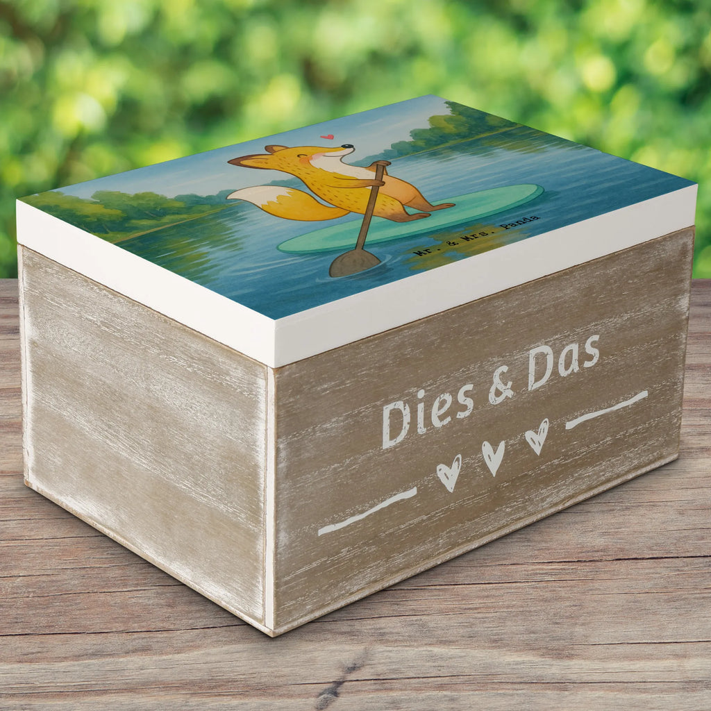 Holzkiste Fuchs Stand Up Paddling Design Erinnerungsbox, Geschenkbox, XXL, Dekokiste, Aufbewahrungsbox, Kiste, Geschenkdose, Erinnerungskiste, Truhe, Holzkiste, Schatzkiste, Schatulle, Geschenk, Sport, Sportart, Hobby, Schenken, Danke, Dankeschön, Auszeichnung, Gewinn, Sportler, Stand up paddle, SUB, subben, Stand Up Paddling, Paddle Boarding