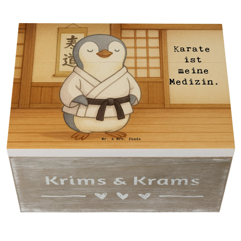 Holzkiste Pinguin Karate Design Kiste, XXL, Erinnerungsbox, Geschenkbox, Truhe, Erinnerungskiste, Schatzkiste, Aufbewahrungsbox, Dekokiste, Geschenkdose, Holzkiste, Schatulle, Geschenk, Sport, Sportart, Hobby, Schenken, Danke, Dankeschön, Auszeichnung, Gewinn, Sportler, Kampfkunst, Selbstverteidigung, Karate Verein, Karate, Kampfsportart