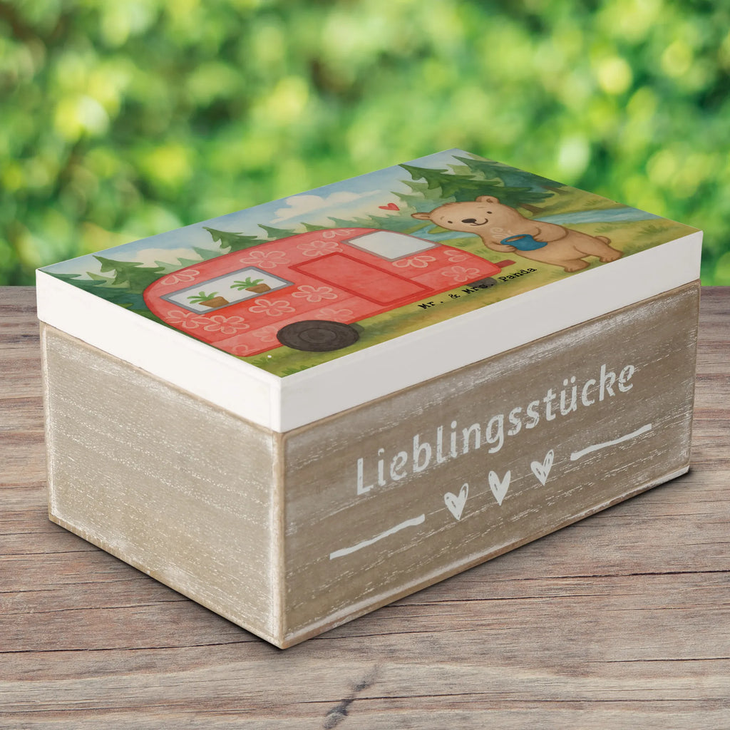 Holzkiste Bär Camper Design Aufbewahrungsbox, XXL, Schatzkiste, Erinnerungsbox, Holzkiste, Geschenkbox, Kiste, Truhe, Dekokiste, Schatulle, Geschenkdose, Erinnerungskiste, Geschenk, Sport, Sportart, Hobby, Schenken, Danke, Dankeschön, Auszeichnung, Gewinn, Sportler, Roadtrip, Camper, Campen, Campingplatz, Zelten, Urlaub, Wohnmobil
