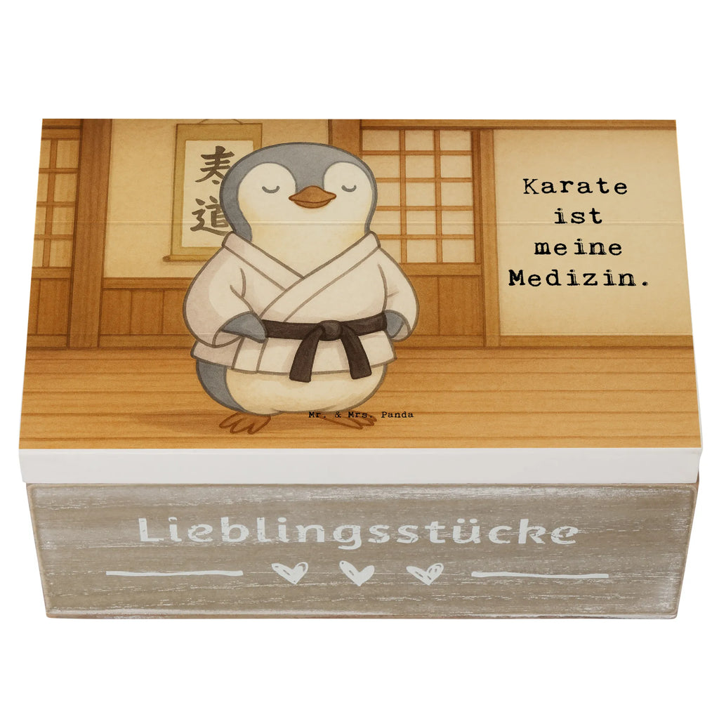 Holzkiste Pinguin Karate Design Kiste, XXL, Erinnerungsbox, Geschenkbox, Truhe, Erinnerungskiste, Schatzkiste, Aufbewahrungsbox, Dekokiste, Geschenkdose, Holzkiste, Schatulle, Geschenk, Sport, Sportart, Hobby, Schenken, Danke, Dankeschön, Auszeichnung, Gewinn, Sportler, Kampfkunst, Selbstverteidigung, Karate Verein, Karate, Kampfsportart