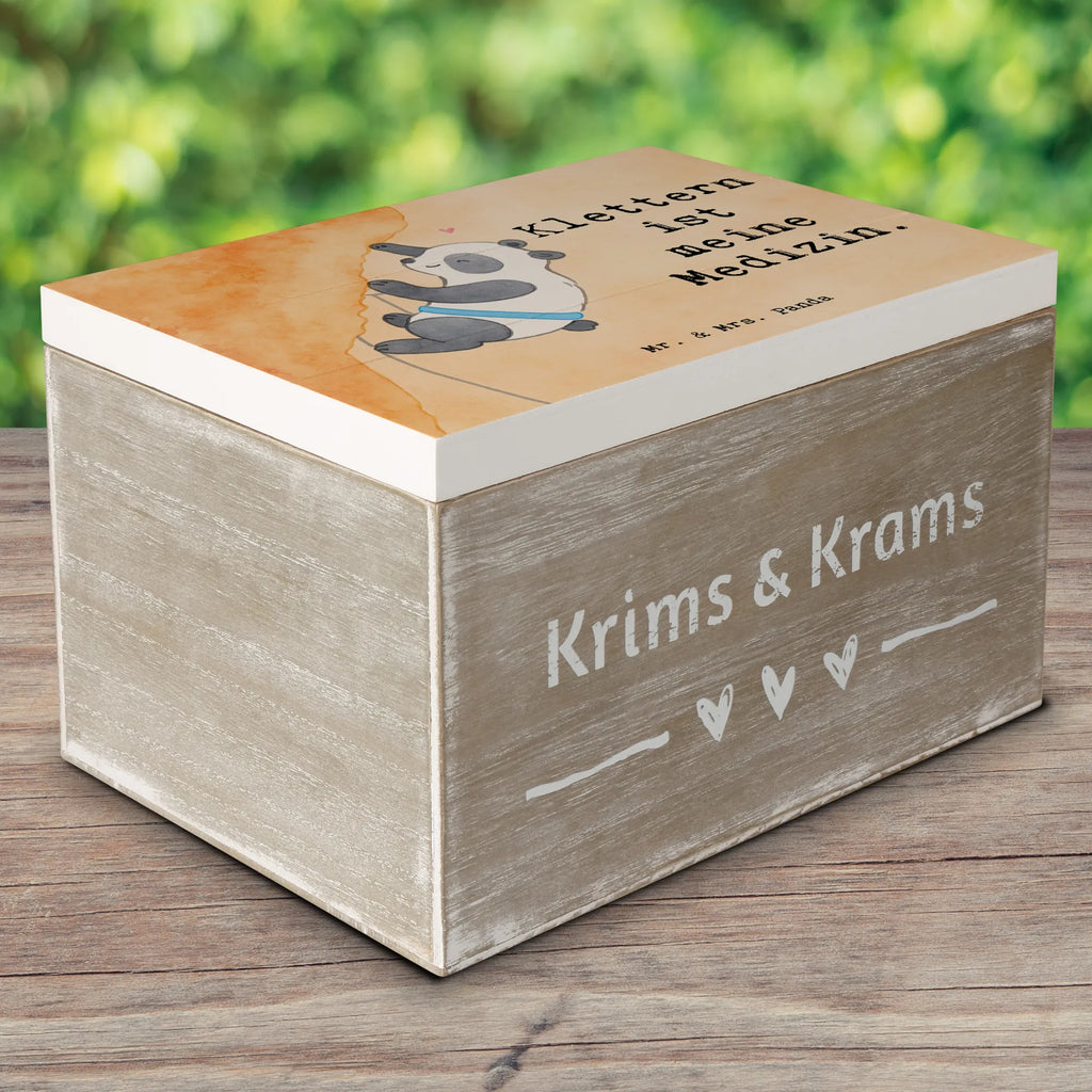 Holzkiste Panda Klettern Design Schatulle, Schatzkiste, Erinnerungsbox, Dekokiste, Aufbewahrungsbox, Kiste, Geschenkbox, Holzkiste, Geschenkdose, Truhe, Erinnerungskiste, XXL, Geschenk, Sport, Sportart, Hobby, Schenken, Danke, Dankeschön, Auszeichnung, Gewinn, Sportler, Klettersport, Klettern, Kletterhalle, Bouldern