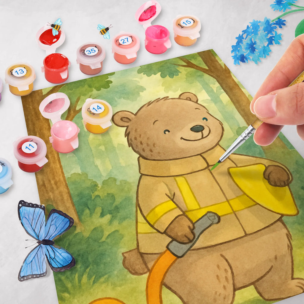 Malen nach Zahlen Bär Freiwillige Feuerwehr Design Bastelidee, Baseln, Kunstwerk, Künstler, Kreativität, DIY, Malen, Ausmalbild, Malen nach Zahlen, Geschenk, Sport, Sportart, Hobby, Schenken, Danke, Dankeschön, Auszeichnung, Gewinn, Sportler, Jugendfeuerwehr, Feuerwehrfest, Freiwillige Feuerwehr