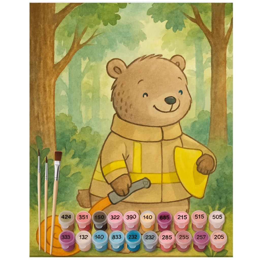 Malen nach Zahlen Bär Freiwillige Feuerwehr Design Bastelidee, Baseln, Kunstwerk, Künstler, Kreativität, DIY, Malen, Ausmalbild, Malen nach Zahlen, Geschenk, Sport, Sportart, Hobby, Schenken, Danke, Dankeschön, Auszeichnung, Gewinn, Sportler, Jugendfeuerwehr, Feuerwehrfest, Freiwillige Feuerwehr