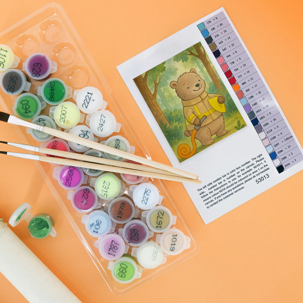 Malen nach Zahlen Bär Freiwillige Feuerwehr Design Bastelidee, Baseln, Kunstwerk, Künstler, Kreativität, DIY, Malen, Ausmalbild, Malen nach Zahlen, Geschenk, Sport, Sportart, Hobby, Schenken, Danke, Dankeschön, Auszeichnung, Gewinn, Sportler, Jugendfeuerwehr, Feuerwehrfest, Freiwillige Feuerwehr