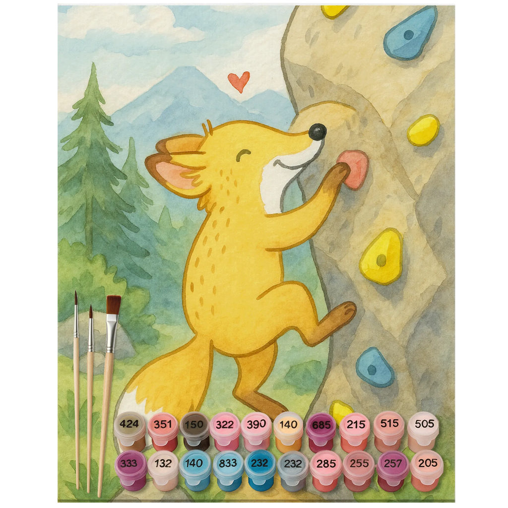 Malowanie według numerów lis Bouldering Design Bastelidee, Künstler, Kreativität, Malen nach Zahlen, Baseln, Ausmalbild, DIY, Malen, Kunstwerk, Geschenk, Sport, Sportart, Hobby, Schenken, Danke, Dankeschön, Auszeichnung, Gewinn, Sportler, Boulderhalle, Kletterhalle, Klettern, bouldern