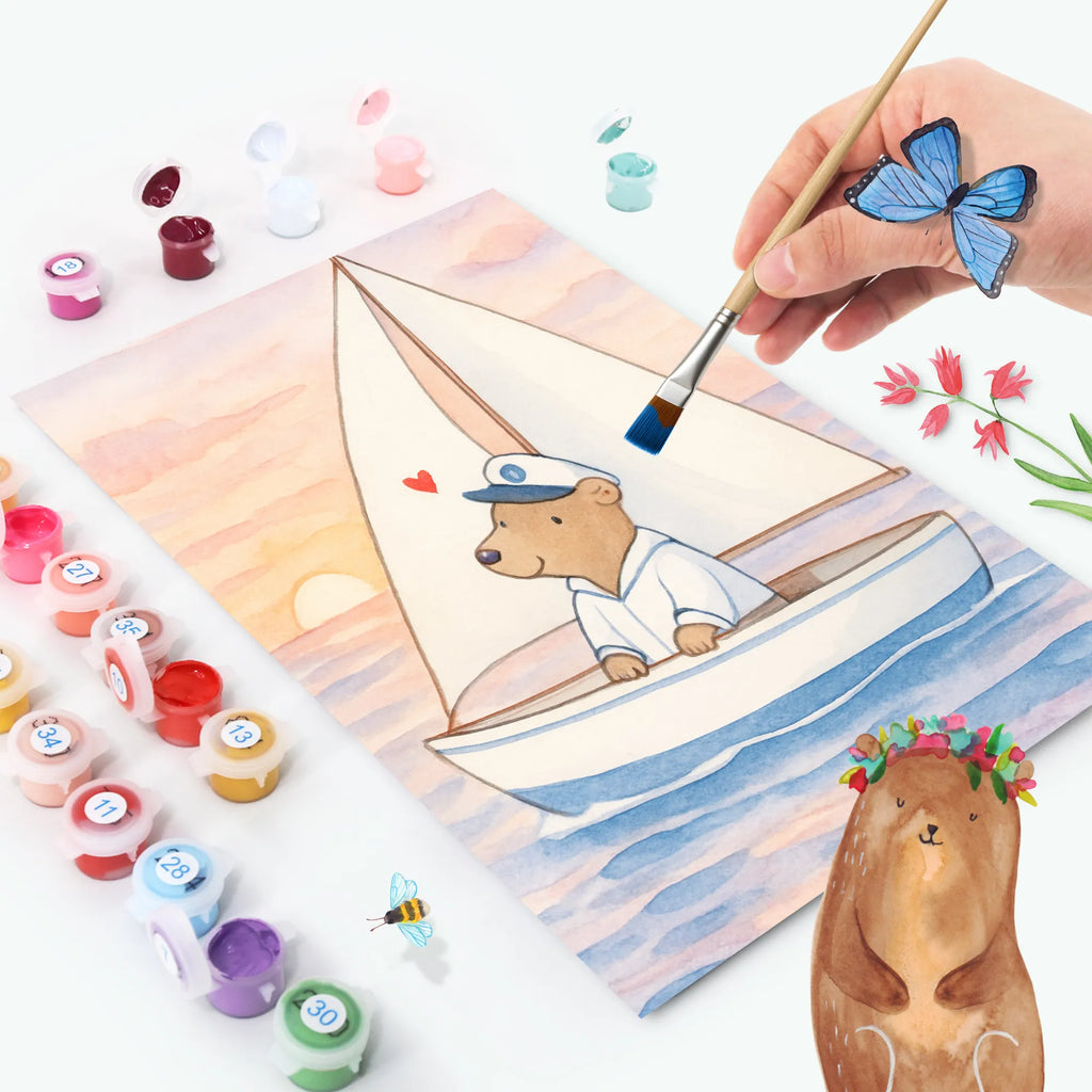 Malen nach Zahlen Bär Segeln Design Ausmalbild, Malen nach Zahlen, Kunstwerk, Geschenk, Sport, Sportart, Hobby, Schenken, Danke, Dankeschön, Auszeichnung, Gewinn, Sportler, Segelboot, Yachtclub, Segeltörn, segeln, Segelschule