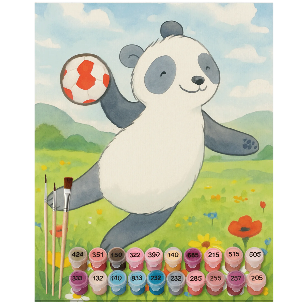 Malowanie według numerów Panda Grać w piłkę ręczną Design Prezent, Sport, Dyscyplina sportowa, Hobby, Darować, Dziękuję, Dzięki, Wyróżnienie, Wygrana, Sportowiec