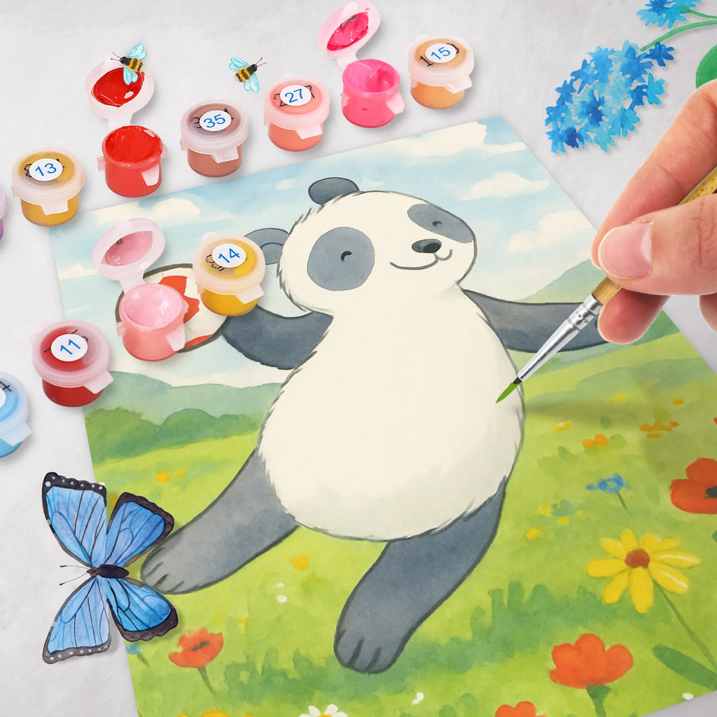 Malowanie według numerów Panda Grać w piłkę ręczną Design Prezent, Sport, Dyscyplina sportowa, Hobby, Darować, Dziękuję, Dzięki, Wyróżnienie, Wygrana, Sportowiec