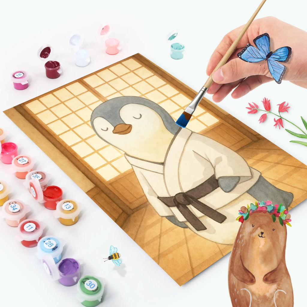 Paint by Numbers penguin karate Design Gift, sport, hobby, giving, thank you, award, profit, athlete, Karate, karate club, martial arts, self defense