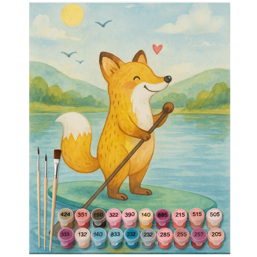 Malen nach Zahlen Fuchs Stand Up Paddling Design Malen nach Zahlen, Kreativität, Ausmalbild, Kunstwerk, Malen, Baseln, DIY, Künstler, Bastelidee, Geschenk, Sport, Sportart, Hobby, Schenken, Danke, Dankeschön, Auszeichnung, Gewinn, Sportler, Stand Up Paddling, subben, SUB, Paddle Boarding, Stand up paddle