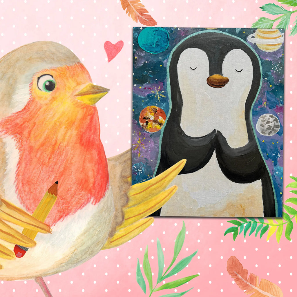 Paint by Numbers Penguin Universe Design Kunstwerk, Malen, Baseln, Kreativität, DIY, Bastelidee, Ausmalbild, Künstler, Malen nach Zahlen, Pinguin