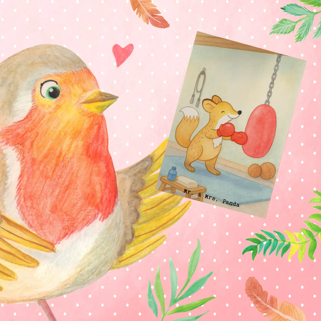 Grußkarte Fuchs Boxen Design Geburtstagskarte, Einladungskarte, Karte, Hochzeitskarte, Ansichtskarten, Glückwunschkarte, Klappkarte, Grußkarte, Geschenk, Sport, Sportart, Hobby, Schenken, Danke, Dankeschön, Auszeichnung, Gewinn, Sportler, Boxtraining, Boxkampf, Boxen