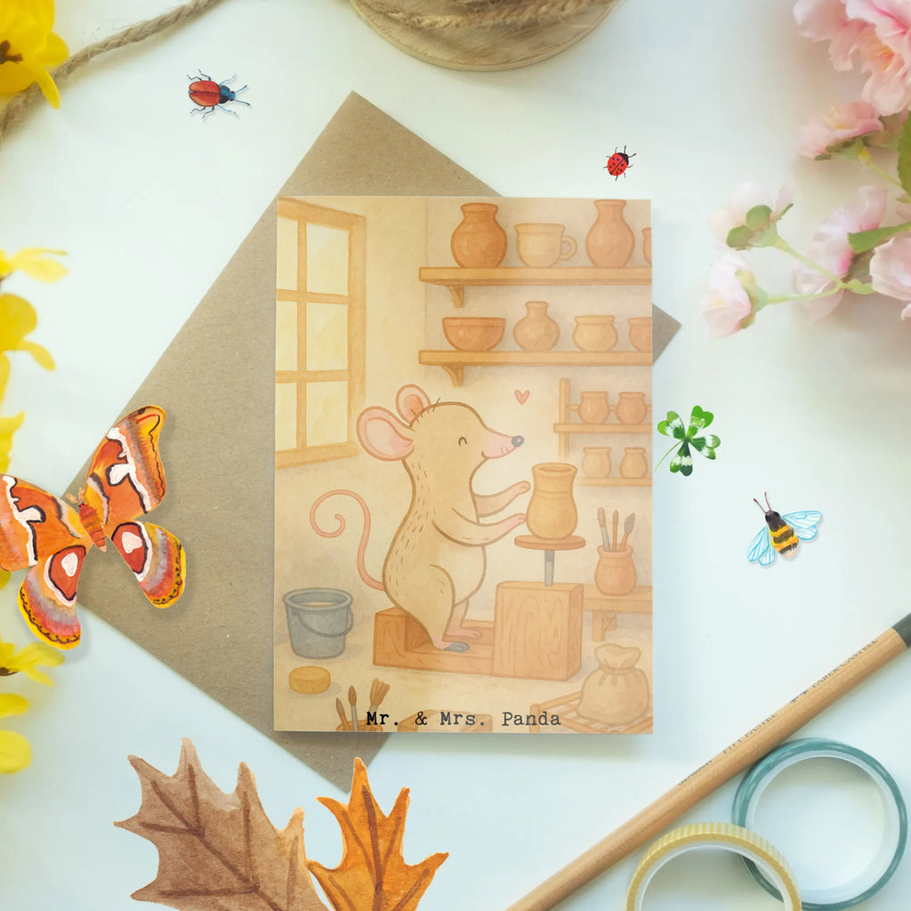 Grußkarte Maus Töpfern Design Karte, Grußkarte, Hochzeitskarte, Einladungskarte, Ansichtskarten, Klappkarte, Glückwunschkarte, Geburtstagskarte, Geschenk, Sport, Sportart, Hobby, Schenken, Danke, Dankeschön, Auszeichnung, Gewinn, Sportler, Töpfern, Töpferkurs, Töpferei