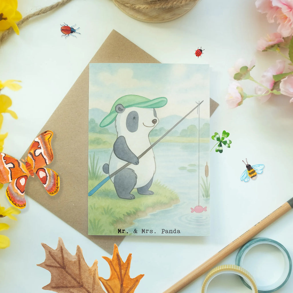 Grußkarte Panda Angeln Design Klappkarte, Glückwunschkarte, Karte, Einladungskarte, Ansichtskarten, Hochzeitskarte, Grußkarte, Geburtstagskarte, Geschenk, Sport, Sportart, Hobby, Schenken, Danke, Dankeschön, Auszeichnung, Gewinn, Sportler, Hobbyangler, Angelsport, Angler, Angelverein, angeln, angeln gehen