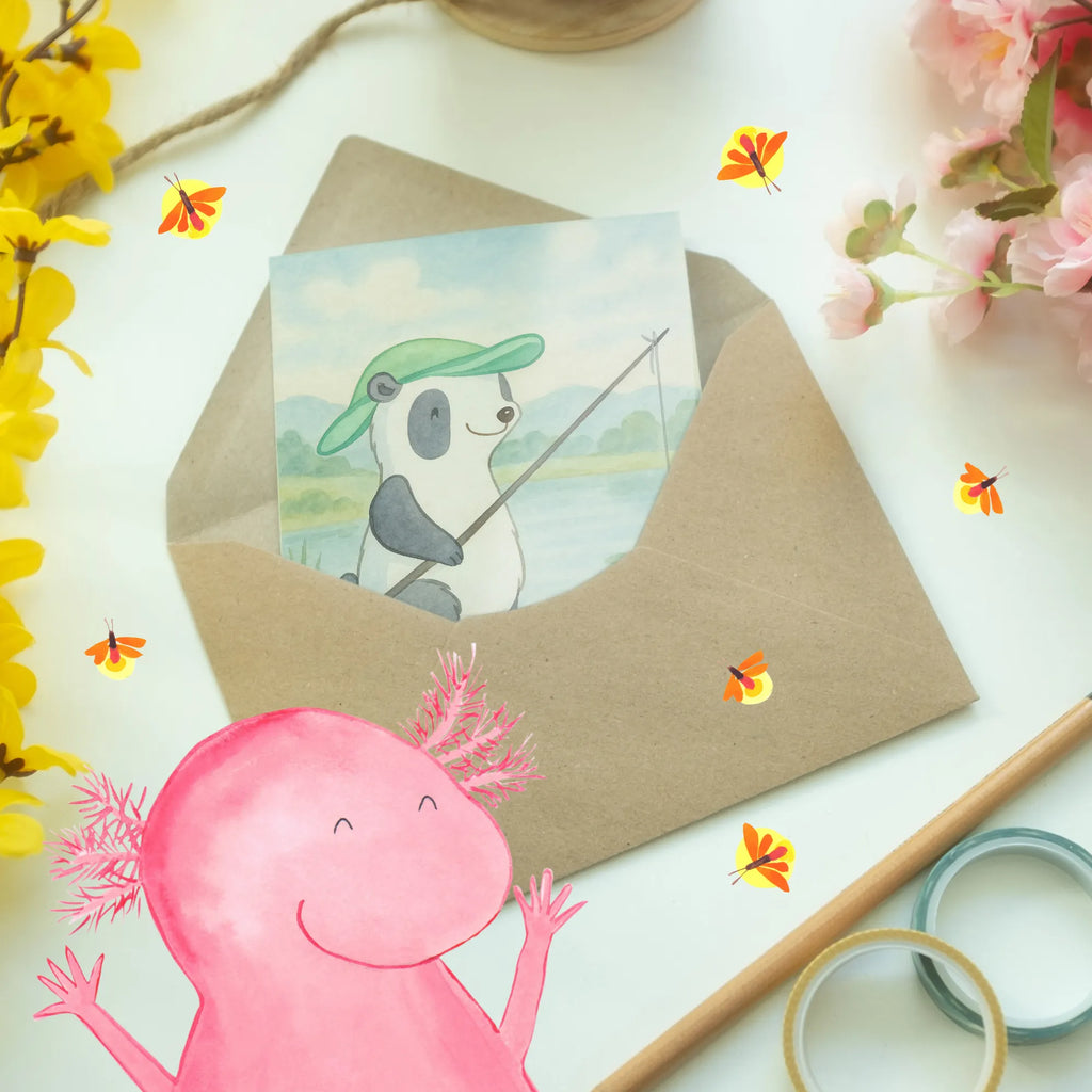 Grußkarte Panda Angeln Design Klappkarte, Glückwunschkarte, Karte, Einladungskarte, Ansichtskarten, Hochzeitskarte, Grußkarte, Geburtstagskarte, Geschenk, Sport, Sportart, Hobby, Schenken, Danke, Dankeschön, Auszeichnung, Gewinn, Sportler, Hobbyangler, Angelsport, Angler, Angelverein, angeln, angeln gehen