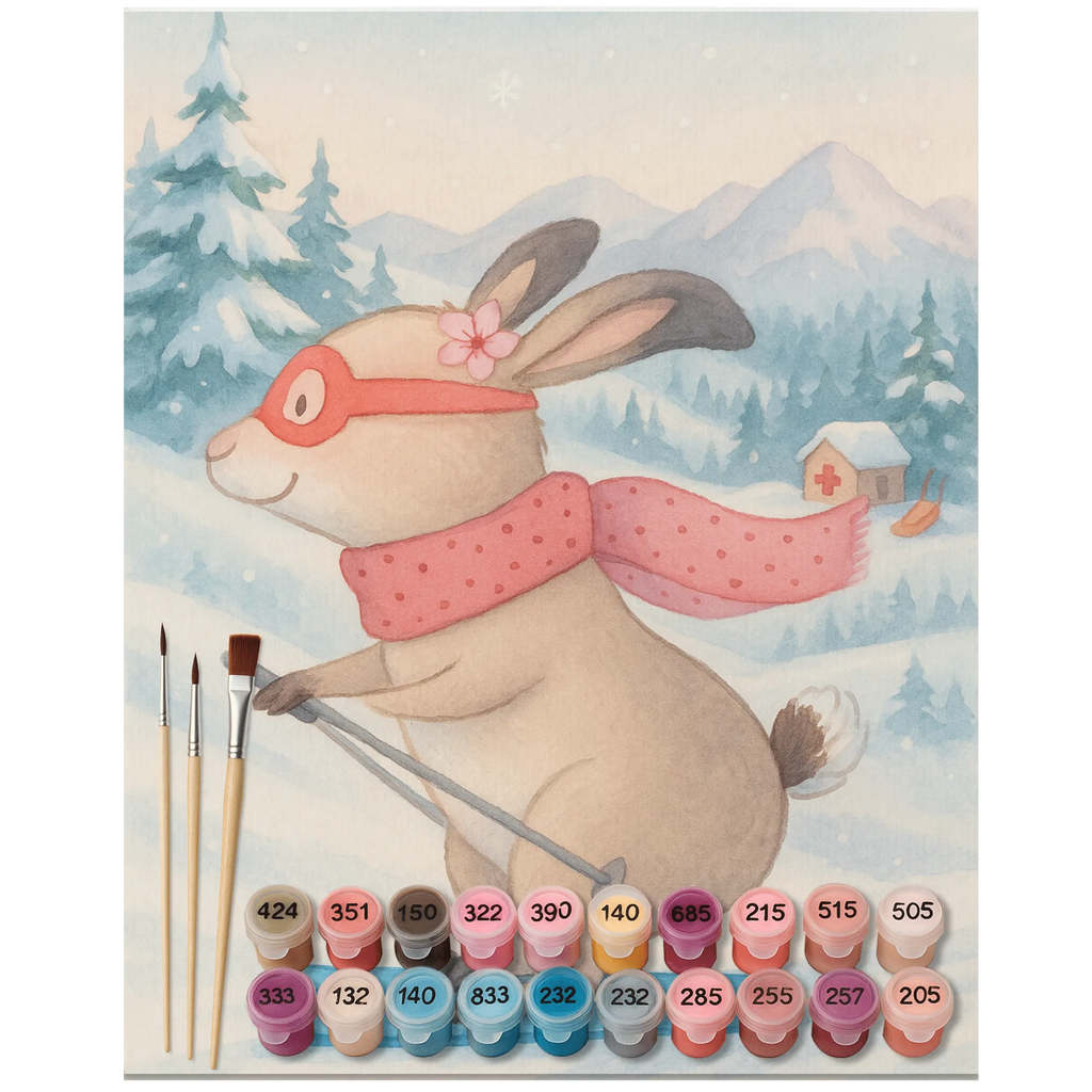 Malen nach Zahlen Hase Skifahren Design Malen nach Zahlen, Künstler, Baseln, Ausmalbild, Malen, Kreativität, DIY, Bastelidee, Kunstwerk, Geschenk, Sport, Sportart, Hobby, Schenken, Danke, Dankeschön, Auszeichnung, Gewinn, Sportler, Skifahren, Skiwettbewerb, Skisport, Skirennen, Ski fahren