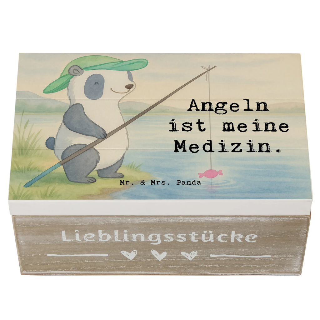 Holzkiste Panda Angeln Design XXL, Dekokiste, Schatzkiste, Schatulle, Geschenkbox, Erinnerungskiste, Aufbewahrungsbox, Truhe, Kiste, Holzkiste, Erinnerungsbox, Geschenkdose, Geschenk, Sport, Sportart, Hobby, Schenken, Danke, Dankeschön, Auszeichnung, Gewinn, Sportler, Angelsport, angeln gehen, Angler, angeln, Angelverein, Hobbyangler
