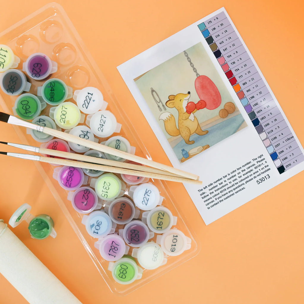 Malen nach Zahlen Fuchs Boxen Design Bastelidee, Malen nach Zahlen, Ausmalbild, Kreativität, Kunstwerk, Malen, Baseln, Künstler, DIY, Geschenk, Sport, Sportart, Hobby, Schenken, Danke, Dankeschön, Auszeichnung, Gewinn, Sportler, Boxen, Boxkampf, Boxtraining