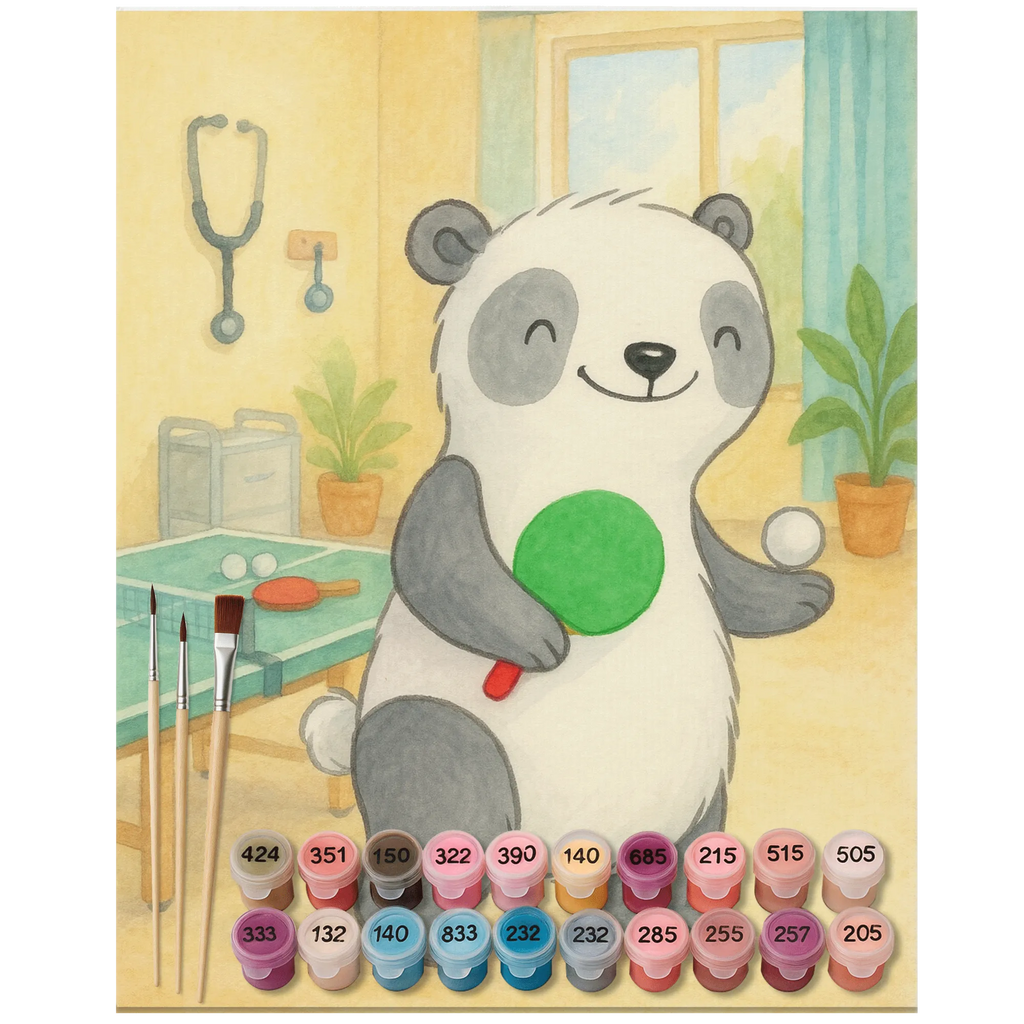 Paint by Numbers panda table tennis Design Baseln, Bastelidee, Malen nach Zahlen, Malen, Künstler, DIY, Kunstwerk, Kreativität, Ausmalbild, Geschenk, Sport, Sportart, Hobby, Schenken, Danke, Dankeschön, Auszeichnung, Gewinn, Sportler, Tischtennis Bund, Ballsport, Tischtennis, Tischtennis Verein