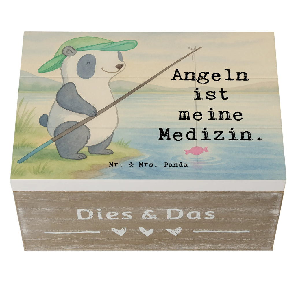 Holzkiste Panda Angeln Design XXL, Dekokiste, Schatzkiste, Schatulle, Geschenkbox, Erinnerungskiste, Aufbewahrungsbox, Truhe, Kiste, Holzkiste, Erinnerungsbox, Geschenkdose, Geschenk, Sport, Sportart, Hobby, Schenken, Danke, Dankeschön, Auszeichnung, Gewinn, Sportler, Angelsport, angeln gehen, Angler, angeln, Angelverein, Hobbyangler