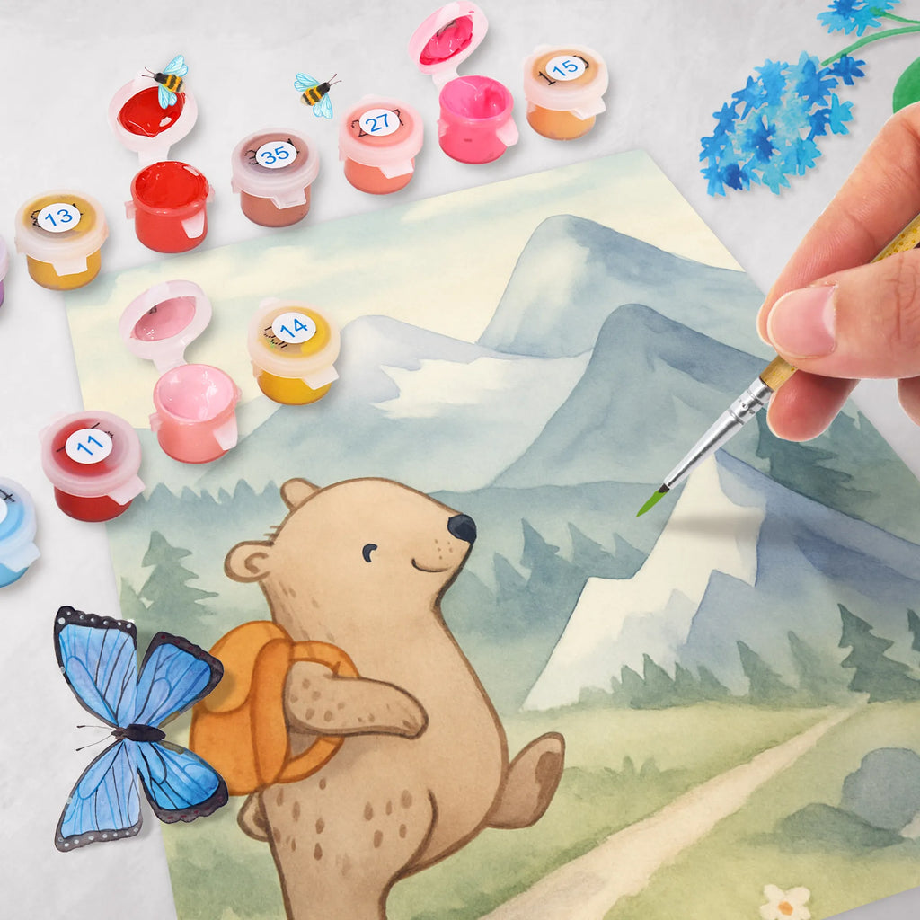 Paint by Numbers bear Rockclimbing Design Gift, sport, hobby, giving, thank you, award, profit, athlete, trekking, mountain sports, alpinism, hiking, Mountaineering, alpine hiking