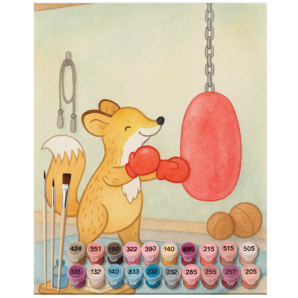 Malen nach Zahlen Fuchs Boxen Design Bastelidee, Malen nach Zahlen, Ausmalbild, Kreativität, Kunstwerk, Malen, Baseln, Künstler, DIY, Geschenk, Sport, Sportart, Hobby, Schenken, Danke, Dankeschön, Auszeichnung, Gewinn, Sportler, Boxen, Boxkampf, Boxtraining