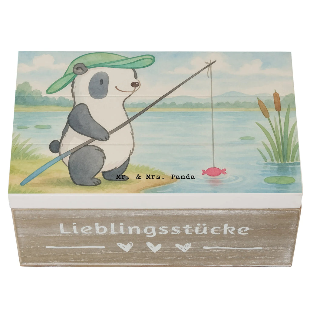 Holzkiste Panda Angeln Design XXL, Dekokiste, Schatzkiste, Schatulle, Geschenkbox, Erinnerungskiste, Aufbewahrungsbox, Truhe, Kiste, Holzkiste, Erinnerungsbox, Geschenkdose, Geschenk, Sport, Sportart, Hobby, Schenken, Danke, Dankeschön, Auszeichnung, Gewinn, Sportler, Angelsport, angeln gehen, Angler, angeln, Angelverein, Hobbyangler