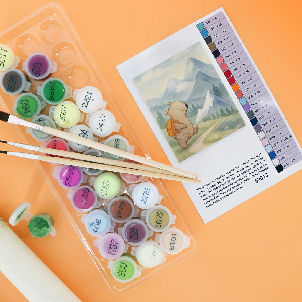 Paint by Numbers bear Rockclimbing Design Gift, sport, hobby, giving, thank you, award, profit, athlete, trekking, mountain sports, alpinism, hiking, Mountaineering, alpine hiking