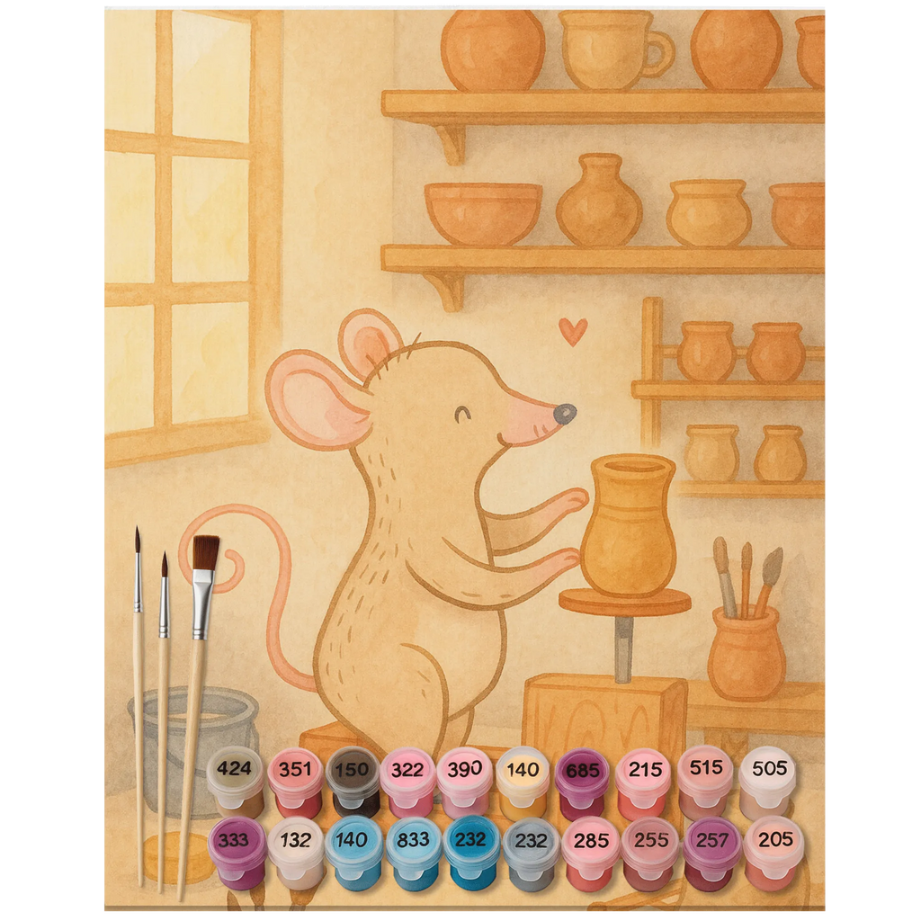 Paint by Numbers Mouse pottery Design Kreativität, Kunstwerk, Ausmalbild, Malen nach Zahlen, Malen, Künstler, Baseln, Bastelidee, DIY, Geschenk, Sport, Sportart, Hobby, Schenken, Danke, Dankeschön, Auszeichnung, Gewinn, Sportler, Töpfern, Töpferkurs, Töpferei