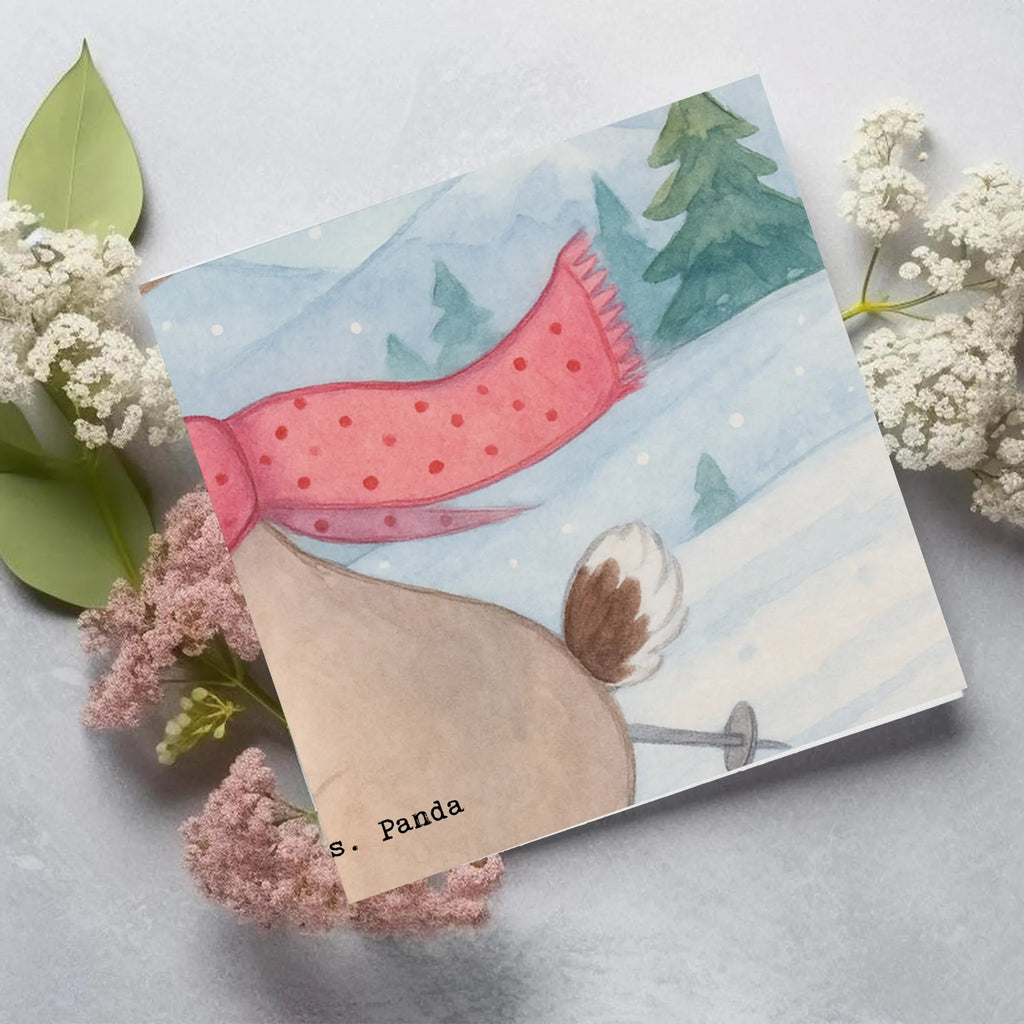 Deluxe Karte Hase Skifahren Design Grußkarte, Einladungskarte, Hochwertige Klappkarte, Geburtstagskarte, Klappkarte, Hochwertige Grußkarte, Hochzeitskarte, Glückwunschkarte, Karte, Geschenk, Sport, Sportart, Hobby, Schenken, Danke, Dankeschön, Auszeichnung, Gewinn, Sportler, Skirennen, Skisport, Skifahren, Skiwettbewerb, Ski fahren