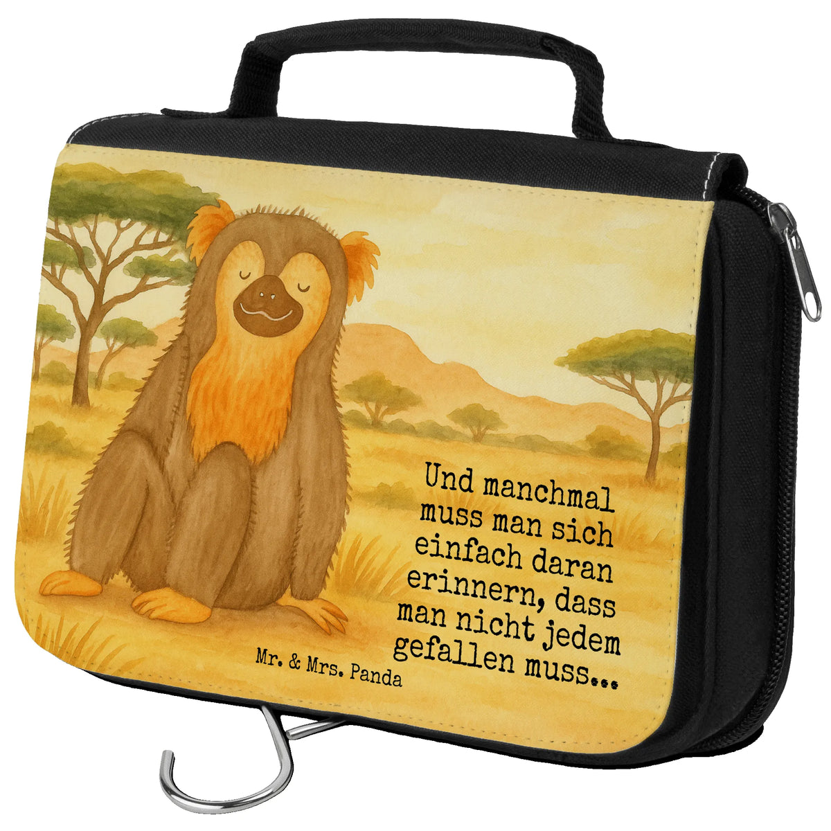 Kulturbeutel Affe Design Toilettentasche, beautycase, Schminkbeutel, Waschtasche, badtasche, kulturtäschchen, Kulturbeutel, kosmetiktäschchen, Reise-Kulturtasche, hygienebeutel, Necessaire, duschbeutel, beauty case, hygienetasche, Kosmetiktasche, Make-Up Tasche, Waschbeutel, Kosmetikbeutel, Schminktasche, Reisebeutel, Kulturtasche, Wildtiere, Afrika, Äffchen, Selfcare, Motivation, Affe, Selbstachtung, Affen, Respekt, Liebe, Selbstliebe, Selbstbewusstsein