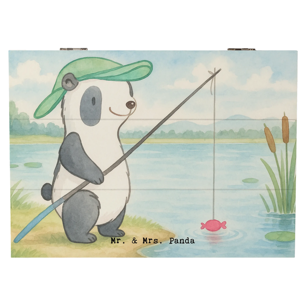 Holzkiste Panda Angeln Design XXL, Dekokiste, Schatzkiste, Schatulle, Geschenkbox, Erinnerungskiste, Aufbewahrungsbox, Truhe, Kiste, Holzkiste, Erinnerungsbox, Geschenkdose, Geschenk, Sport, Sportart, Hobby, Schenken, Danke, Dankeschön, Auszeichnung, Gewinn, Sportler, Angelsport, angeln gehen, Angler, angeln, Angelverein, Hobbyangler