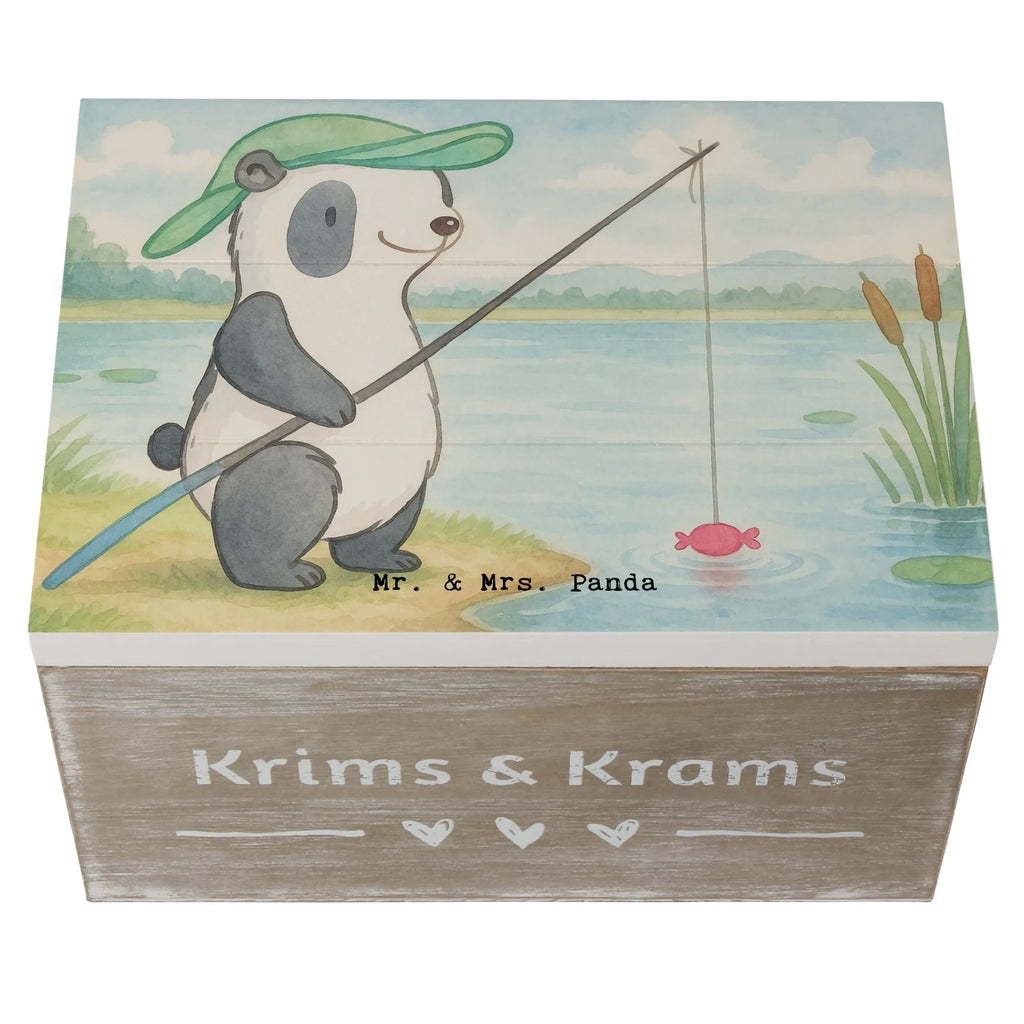 Holzkiste Panda Angeln Design XXL, Dekokiste, Schatzkiste, Schatulle, Geschenkbox, Erinnerungskiste, Aufbewahrungsbox, Truhe, Kiste, Holzkiste, Erinnerungsbox, Geschenkdose, Geschenk, Sport, Sportart, Hobby, Schenken, Danke, Dankeschön, Auszeichnung, Gewinn, Sportler, Angelsport, angeln gehen, Angler, angeln, Angelverein, Hobbyangler